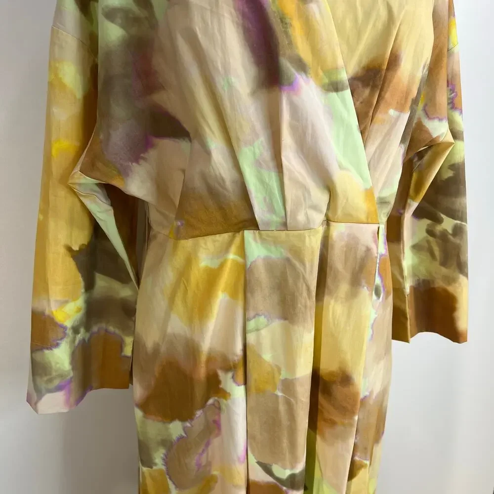 Exquise Brooklyn Dress Cotton Yellow Orange Pastels Watercolor Printed